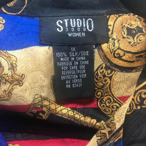 VINTAGE Versace Inspired Silk Button Shirt - Picture 5 of 5